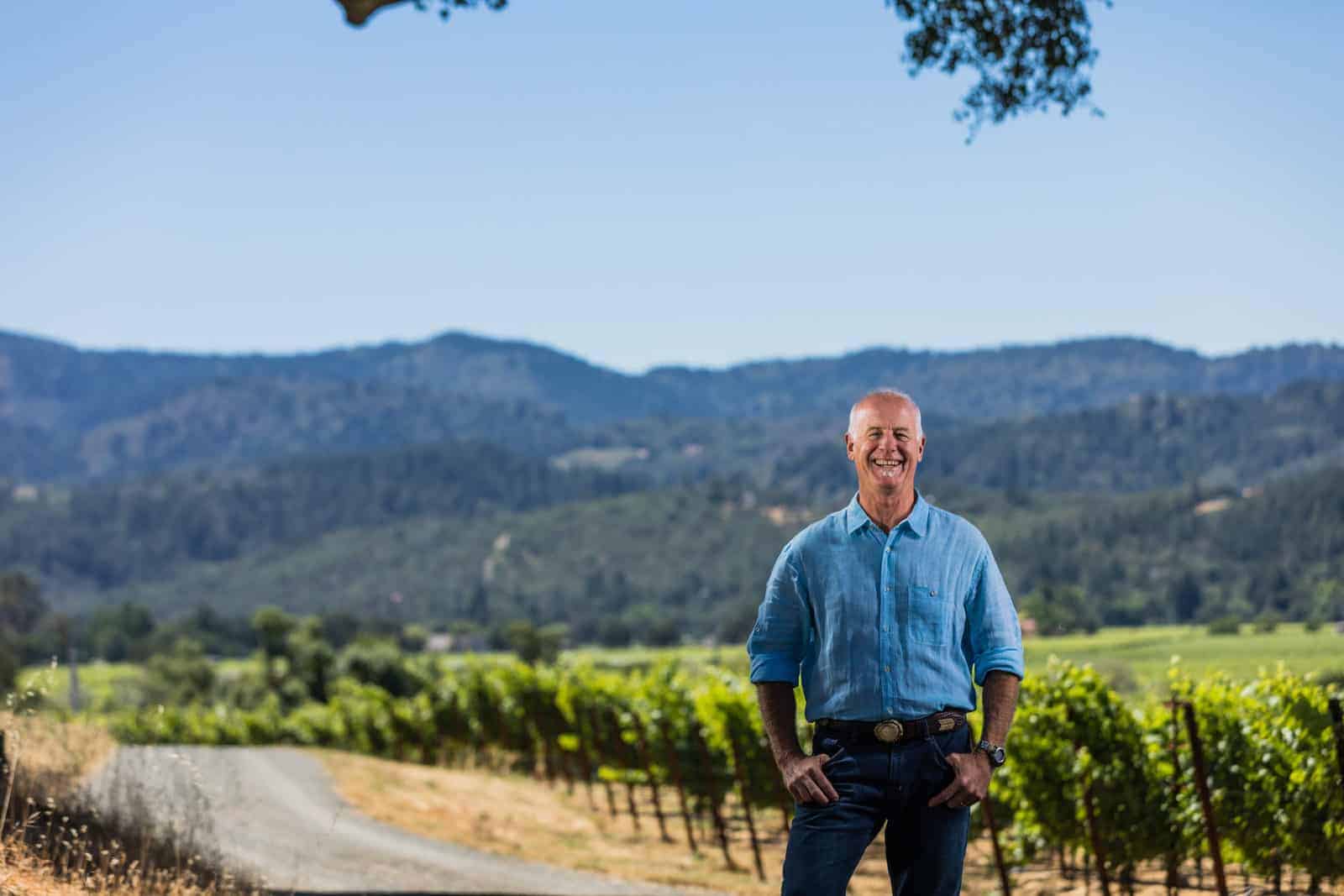 Bo Barrett in vineyards, Chateau Montelena