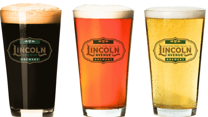 Licoln ave brewing company beer glasses