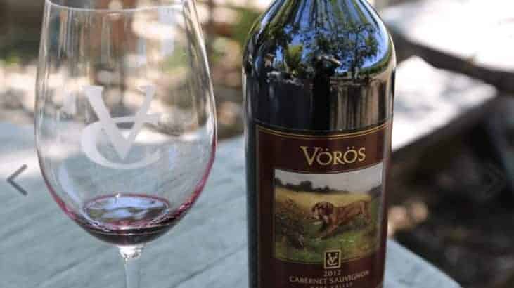 Voros Cellars bottles by wine glass