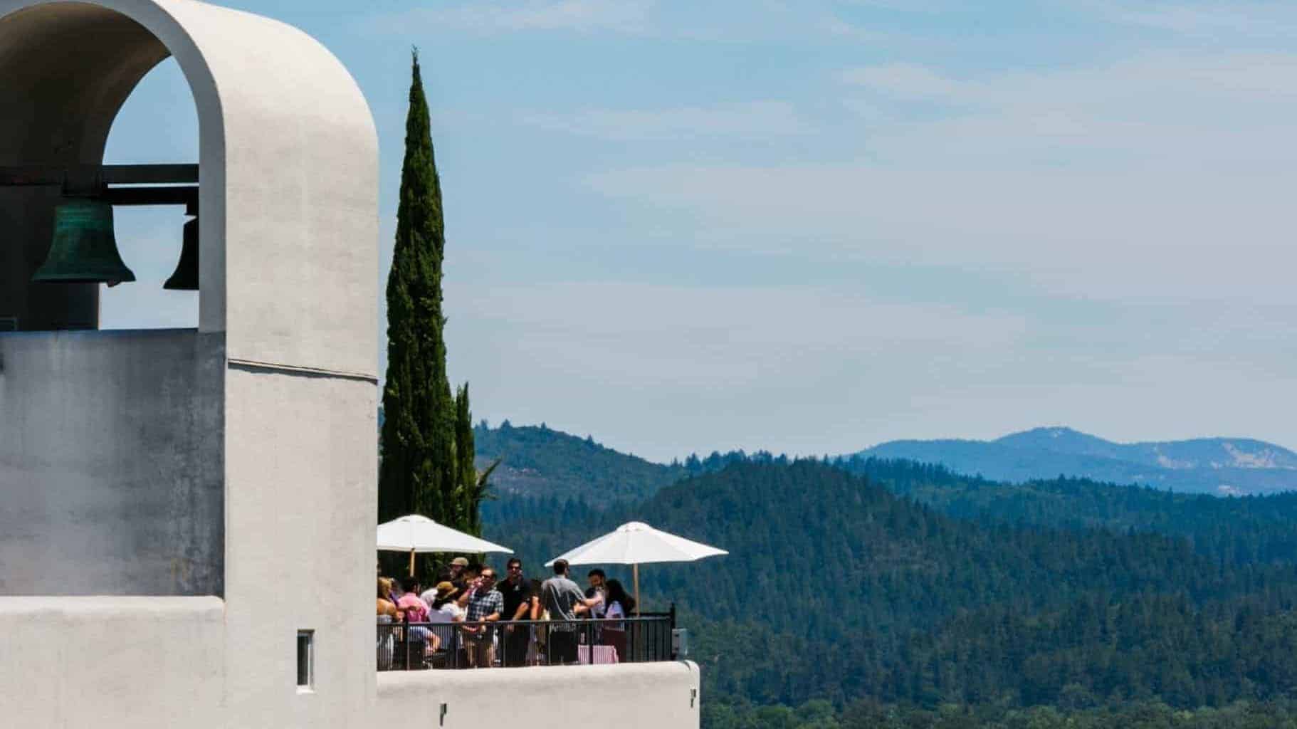 sterling vineyard bells and outdoors with mountains on the backgroun