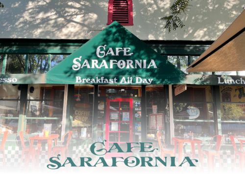 cafe sarafornia facade and logo