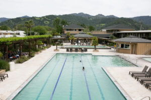 view of pool and outside facility at Calistoga Fit