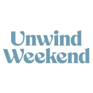 unwind weekend logo in blue
