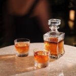 whisky glasses on table