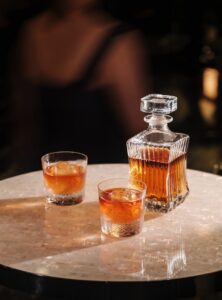whisky glasses on table